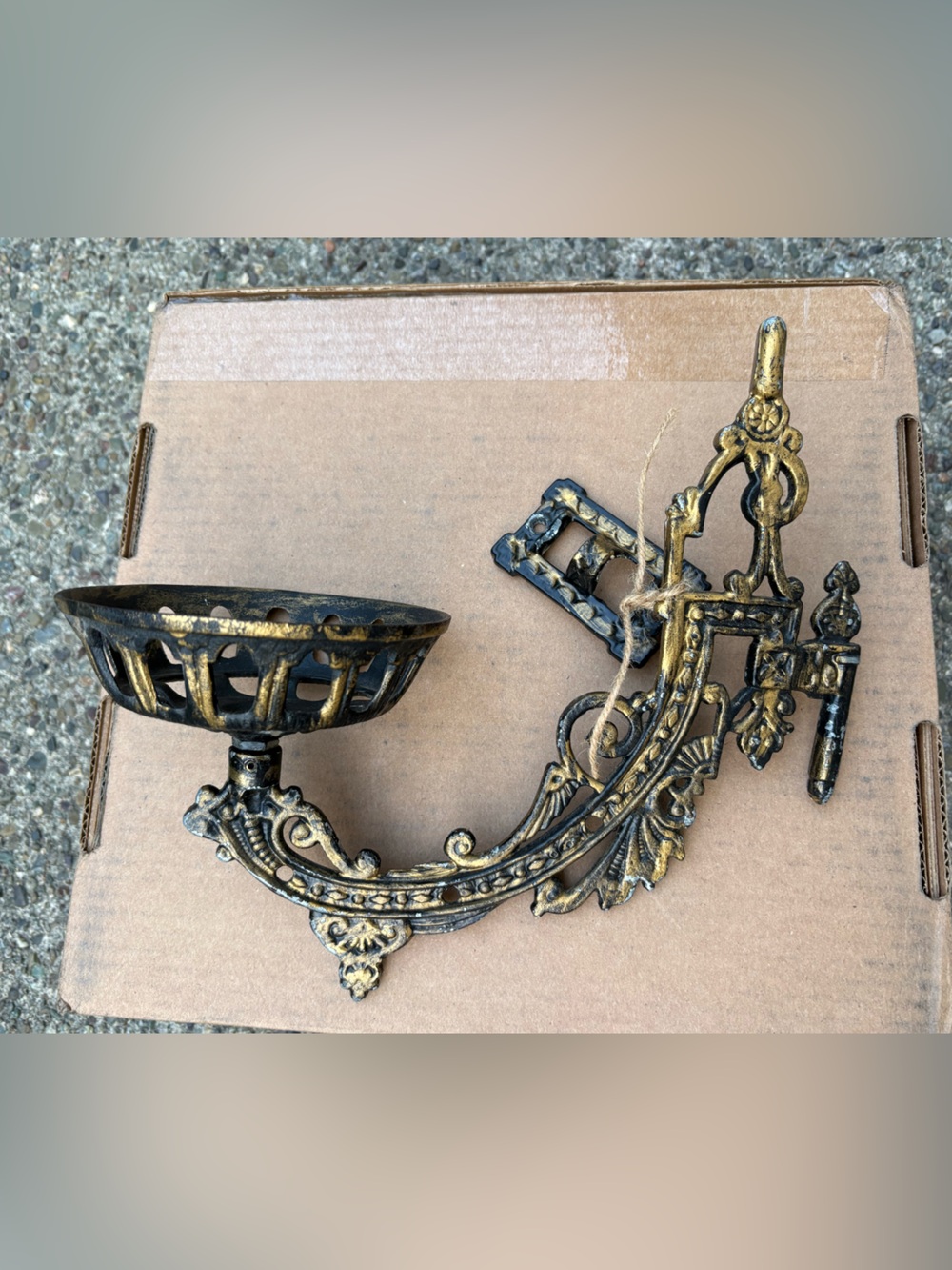 Vintage Black and Gold Iron Wall Mount Sconce